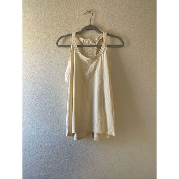 NWT Lauren Ralph Lauren Macrame T Back Tank Top Cream‎ xl - Picture 1 of 6